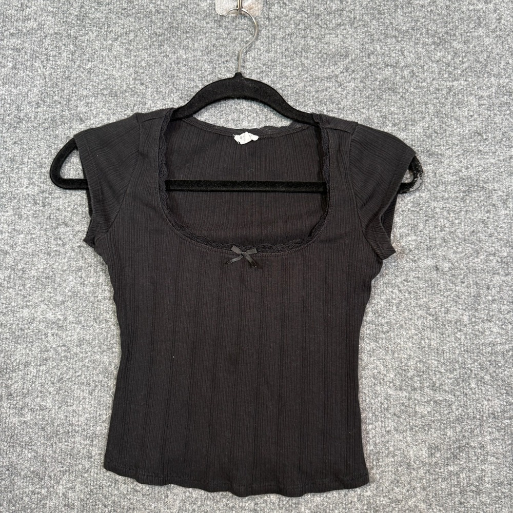 Garage Shirt Womens‎ Small Black Baby Tee Whimsy Fairy Goth Short Sleeve Tshirt